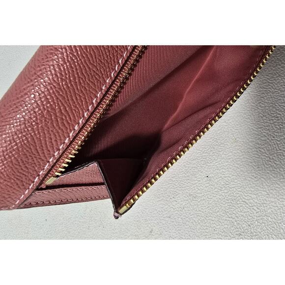 Coach Women's Flap Phone Wristlet Wallet in Cross grain Leather Mauve Pink - Picture 6 of 12